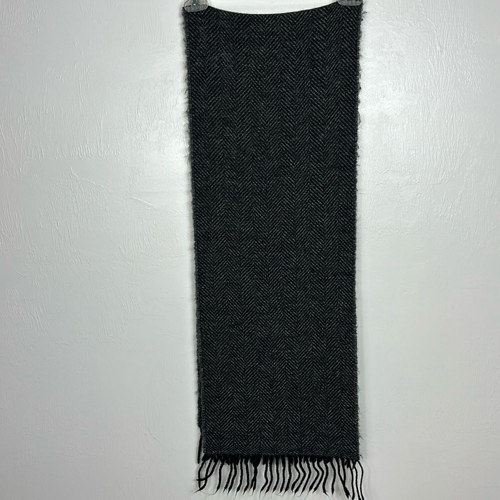 Austin Reed Vintage Wool Fringe Trim Unisex Rectangle Scarf